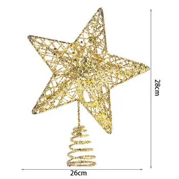 Glitter Altın Noel Ağacı Üst Demir Yıldız Noel ağacı Süsler Topları Noel süslemeleri ev Navidad için Yeni Yıl 2021 Doğum