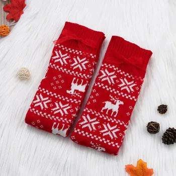2021 Yeni Sıcak Kadınlar Noel Moose Stocking Yığınları Ren Geyiği Uzun Diz Üzerinde Kış Sıcak Pamuk Çorap
