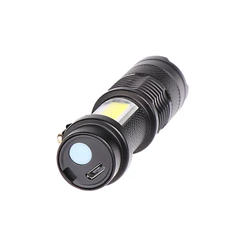 COB Q5 LED El Feneri Dahili Pil USB Şarj Şarj Edilebilir 18650 Zumlanabilir Su Geçirmez Taktik Torch Lambası Ampüller Fener
