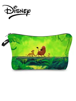Disney Aslan Kral Baskı Kozmetik Çantaları Parlak Renkler Yeşil saklama çantası Karikatür Hayvan Kadın Makyaj Çantası Mini Çocuk Şeker Çantası