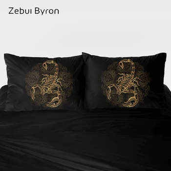 3D Yastık Kılıfı Özel, 2 ADET Yastık Kılıfı 50x70 / 50x75/50x80, Dekoratif Yastık Kapak Yatak siyah altın Akrep, bırak gemi