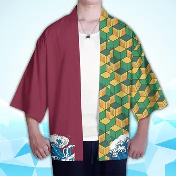 Yeni Anime Iblis Slayer Tomioka Giyuu Cosplay Kostümleri Kimono Gençler Pelerin Haori Kisatsutai Hırka Ceket Pijama Bornoz
