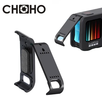 GoPro 9 10 için Şarj Edilebilir Yan Kapak Kılıf Yedek Pil Kapağı Kapı Kapak Can Git Pro Hero 9 10 Siyah Kamera Aksesuarları