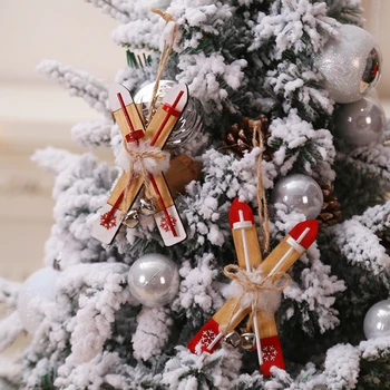 Ahşap kızak Noel ağacı kolye pencere vitrin asılı süsleme Noel dekor