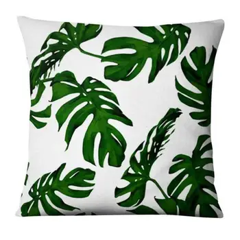 Tropikal Yaprak Şekli Baskılı Yastık Kılıfı Yeşil Bitki Yastık Dekoratif Yastık Ev Dekor Kanepe Atmak Yastık 45 * 45 cm 3