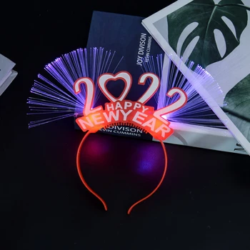 2022 LED Glow Kafa Yanıp Sönen Yanıp Sönen Taç Fiber Mutlu Noel Hediyeleri Navidad Yeni Yıl Saç Bantları Parti Dekorasyon Rastgele Renk