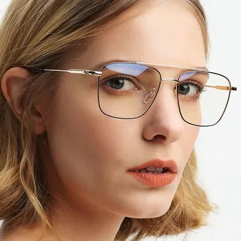 2021 Yeni Moda Metal Kare Gözlük Çerçeve Kadınlar Lüks Marka Tasarım Vintage Shades Optik Gözlük Erkekler Ince Sınır Gözlük 4
