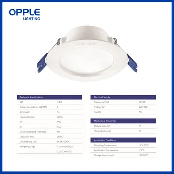 6 adet OPPLE LED Downlight Spot ışık Tavan lambası RC-US 4 W 6 W Sıcak Beyaz 3000 K Soğuk Beyaz 6500 K Titreşimsiz Enerji Tasarrufu