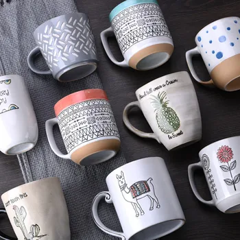 Seramik Kupa Kahve fincanı Mikro Kusurları Basit Büyük Kapasiteli Süt Fincan Kahvaltı Fincan Ev Ofis Çay Bardağı