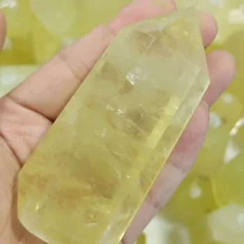 1 adet Doğal Citrine Kristal Noktası Şifa Dikilitaş Sarı Kuvars Değnek Güzel Süs Ev Dekor için Reiki Taş