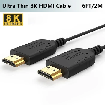 FOİNNEX Ultra Ince HDMI Kablosu 48 Gbps 6FT 8K @ 60Hz Süper Esnek Ince HDMI 2.1 Kordon Yüksek Hızlı HDR HD TV kutusu Projektör PS4