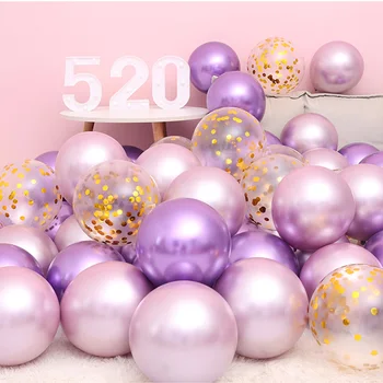 18 adet 12 inç Gül Altın Gümüş Pembe İnci Krom Metal Konfeti Lateks Balonlar Doğum Günü Partisi Hava Globos Yetişkinler Düğün Dekor