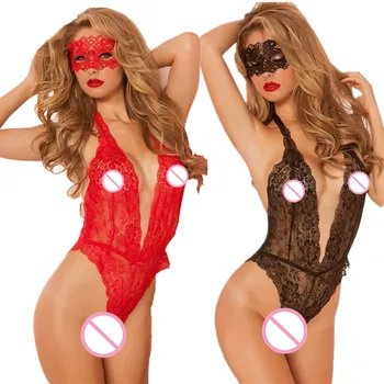 Kadın Seks Egzotik Giyim Seksi Iç Çamaşırı giyisi Erotik Seksi Kostümleri Açık Kasık Teddy Lingerie Crotchless 0
