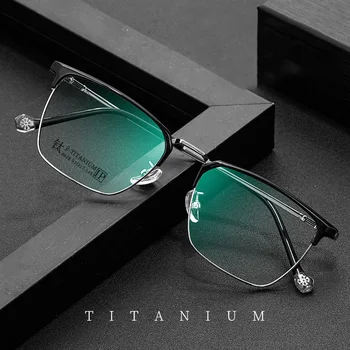 Saf Titanyum Ultra Hafif Rahat Erkek Gözlük Çerçevesi Miyopi Okuma Optik Reçete Büyük Çerçeve Kare Gözlük 2
