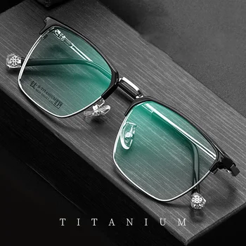 Saf Titanyum Ultra Hafif Rahat Erkek Gözlük Çerçevesi Miyopi Okuma Optik Reçete Büyük Çerçeve Kare Gözlük 3
