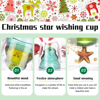 250 ml Yenilikçi Ofis Cam Noel Kalın Alt Ağacı Yıldız Fincan Yüksek Sıcaklık Kupa Çift Su Bardağı Özel Hediye Taşınabilir