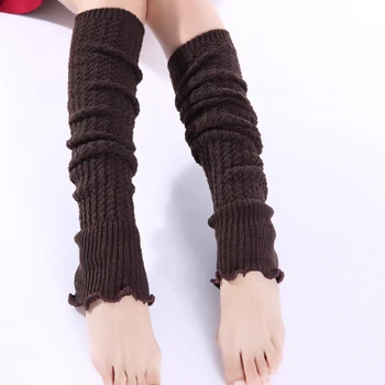 Moda Kadın Düz Renk Diz Yüksek Örme bacak ısıtıcıları Pilili Uzun çorap ısıtıcıları 2020 Açık Ayak Çorap Kış