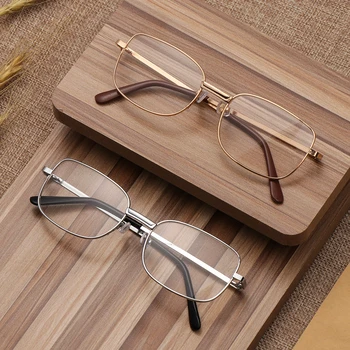 Erkek Kadın okuma gözlüğü Şeffaf Len Metal Çerçeve Presbiyopik Gözlük Büyüteç Büyüteç Gözlük +1.0+1.5+2.0+2.5+3.0+3.5 +4.0