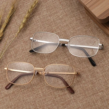 Erkek Kadın okuma gözlüğü Şeffaf Len Metal Çerçeve Presbiyopik Gözlük Büyüteç Büyüteç Gözlük +1.0+1.5+2.0+2.5+3.0+3.5 +4.0 4