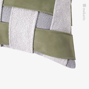 Iskandinav ışık lüks kontrast renk yastık modeli odası kare yastık yeşil serpiştirilmiş dokuma kanepe oturma odası deri yastık 2