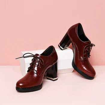 MoonMeek 2021 Yeni Varış Kadın Pompaları Hakiki Deri Yüksek Topuklu bayan ayakkabıları Bahar Sonbahar Düz Renk Ofis Elbise Ayakkabı 4