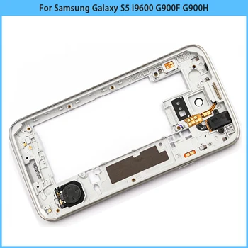 Yeni Yüksek Kalite Samsung Galaxy S5 i9600 G900F G900H Orta Çerçeve Çerçeve Arka Çerçeve Konut Kapak Cam Kamera Lens İle