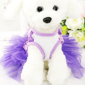 Yaz Köpek Elbise Kabarık Prenses Elbise Küçük Orta Köpekler İçin Yumuşak Düğün Etek Çiçek Gazlı Bez Elbise Pet Giyim 1