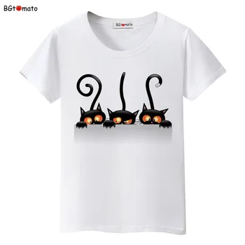 Bgtomato Sıcak!!! serin siyah kedi 3D T-Shirt kadın güzel karikatür sevimli gömlek Marka kaliteli rahat üstleri sıcak satış yaz tee 0