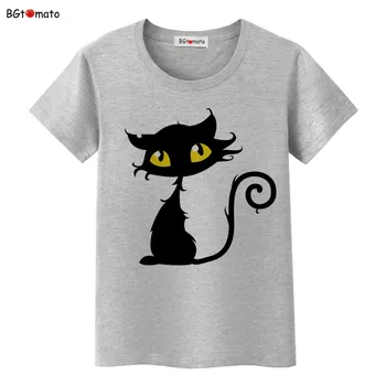 Bgtomato Sıcak!!! serin siyah kedi 3D T-Shirt kadın güzel karikatür sevimli gömlek Marka kaliteli rahat üstleri sıcak satış yaz tee 1