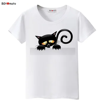 Bgtomato Sıcak!!! serin siyah kedi 3D T-Shirt kadın güzel karikatür sevimli gömlek Marka kaliteli rahat üstleri sıcak satış yaz tee 2