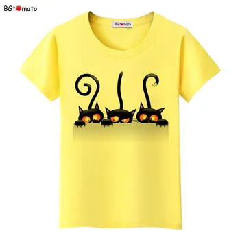 Bgtomato Sıcak!!! serin siyah kedi 3D T-Shirt kadın güzel karikatür sevimli gömlek Marka kaliteli rahat üstleri sıcak satış yaz tee 4