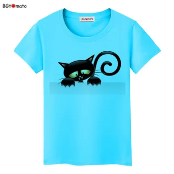 Bgtomato Sıcak!!! serin siyah kedi 3D T-Shirt kadın güzel karikatür sevimli gömlek Marka kaliteli rahat üstleri sıcak satış yaz tee 5