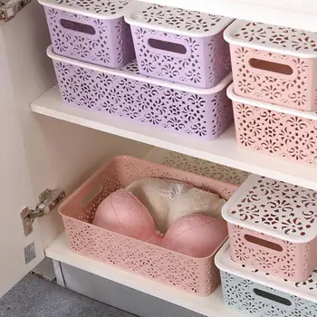 Içi boş plastik saklama kutusu Iç Çamaşırı Sepeti Masaüstü kozmetik düzenleyici Çocuk Oyuncakları Mutfak Ev Konteyner Banyo Aksesuarları 5