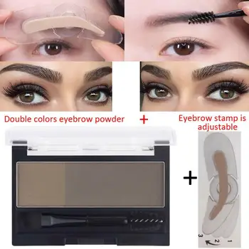Çift Renk Kaş Toz Makyaj Paleti Doğal Kahverengi Göz Kaş Arttırıcılar 3D Göz Kaşlar Farı Kek Güzellik Kiti ile Fırça 2