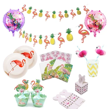 Flamingo Tema Parti Dekorasyon Malzemeleri Tek Kullanımlık Sofra Kağıt Peçete Tabaklar Doğum Günü Partisi Düğün Dekorasyon balonları