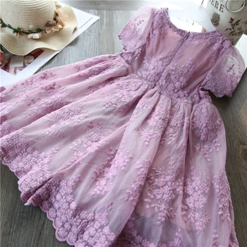 Dantel Prenses Elbise Düğün Parti Çocuklar Kızlar ıçin Elbiseler gündelik Giyim Çiçek Kız Elbise çocuk Giyim 3-8 Yıl Vestidos 4